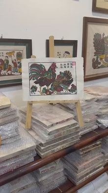 Ga Thu Hung – Familia de gallo y gallina | Arte popular tradicional de Dong Ho